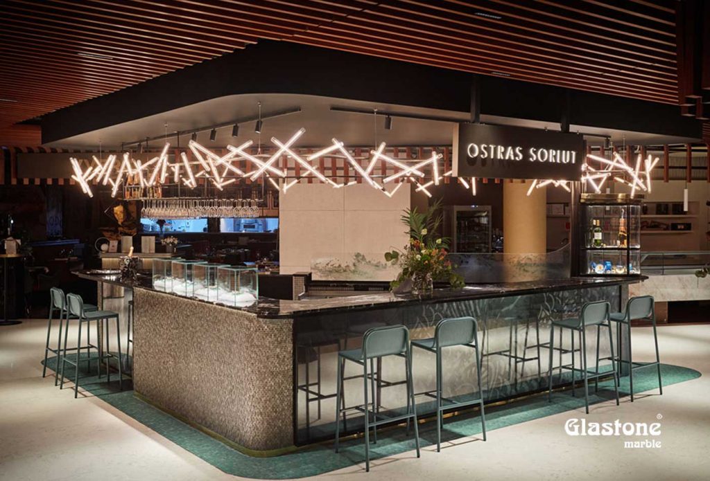 Proyectos glastone marble vidrio marmol natural restaurante ostras sorlut canalejas madrid